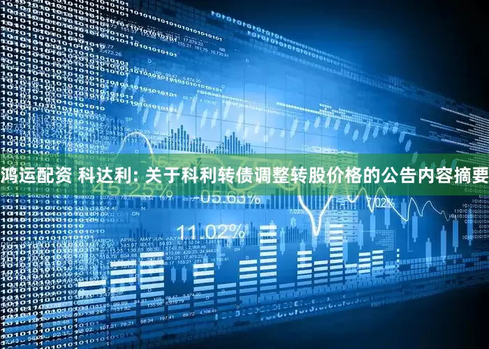 鸿运配资 科达利: 关于科利转债调整转股价格的公告内容摘要